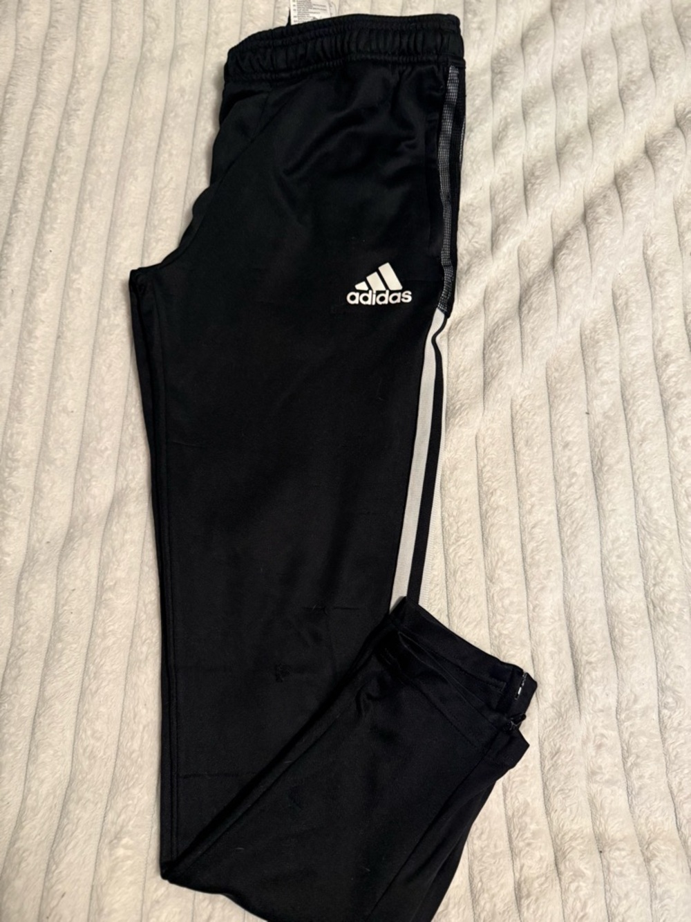 adidas Kids Black Joggers with White Side Stripes